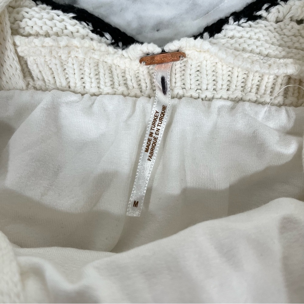 Free People White Crochet Mini Dress with Black Trim - Picture 9 of 10